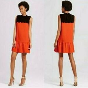 Victoria Beckham Black and Orange Mini Dress